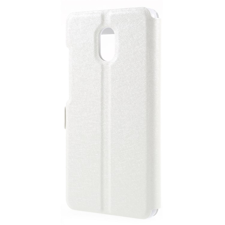 For Meizu M6 Silk Texture Dual Window Stand Leather Phone Shell - White-3