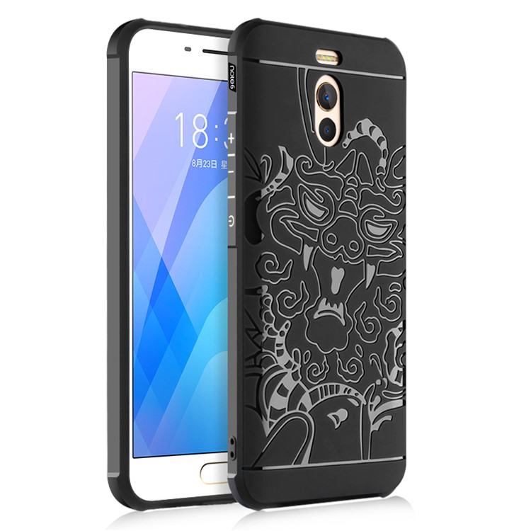All-wrapped Drop-proof TPU Phone Case Accessory for Meizu M6 Note - Dragon / Black-1