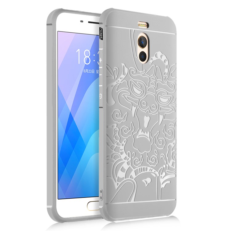 All-wrapped Drop-proof TPU Phone Protective Case for Meizu M6 Note - Dragon / White-1