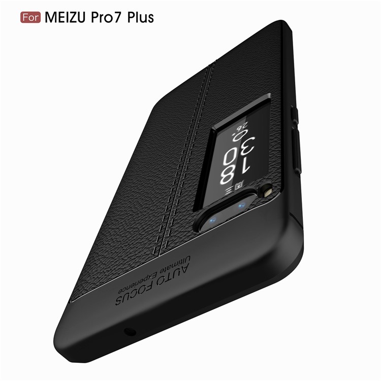 Litchi Grain Soft TPU Back Cover for Meizu PRO 7 Plus - Black-10