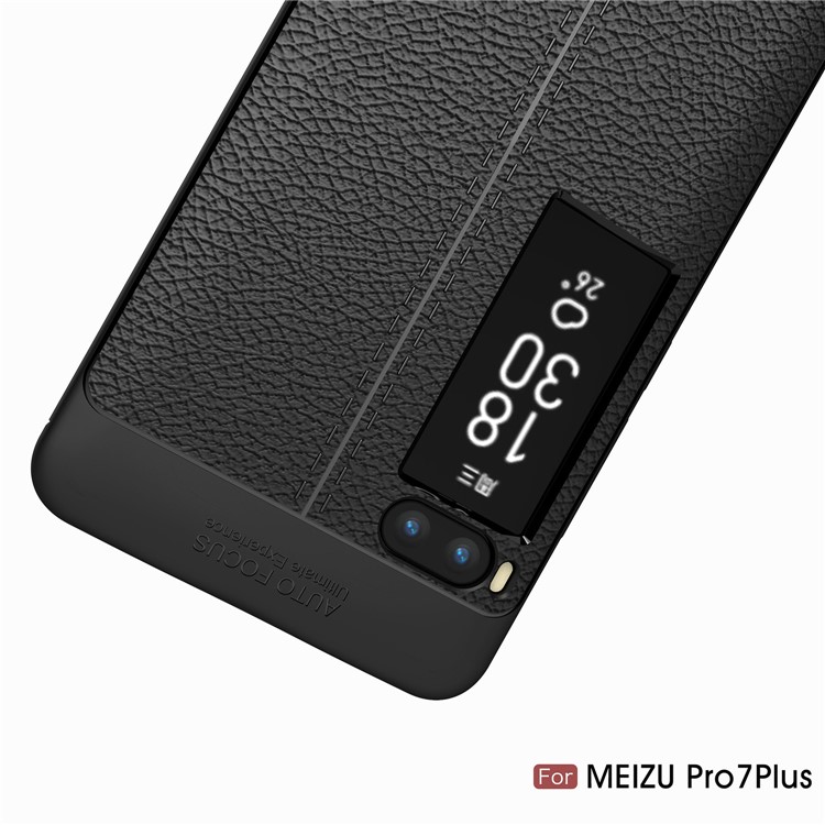 Litchi Grain Soft TPU Back Cover for Meizu PRO 7 Plus - Black-11