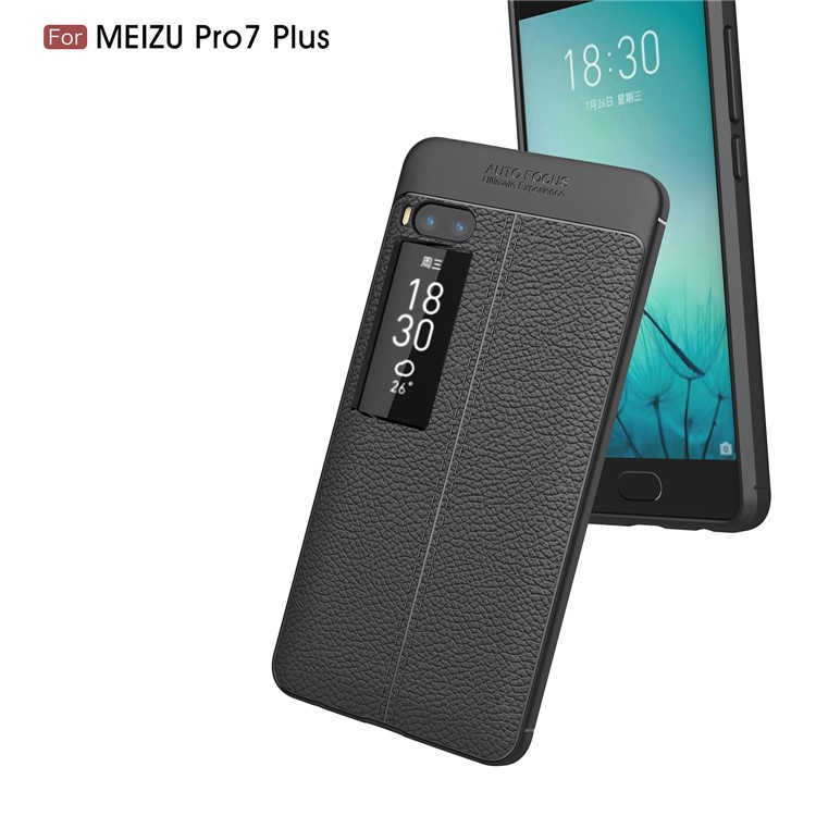 Litchi Grain Soft TPU Back Cover for Meizu PRO 7 Plus - Black-6