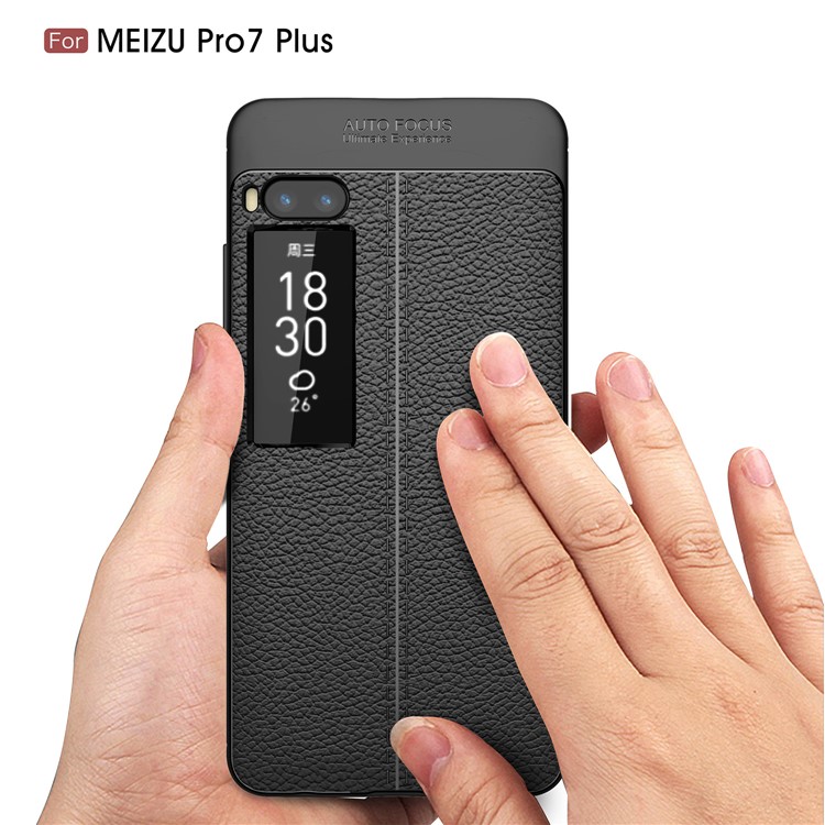 Litchi Grain Soft TPU Back Cover for Meizu PRO 7 Plus - Black-7