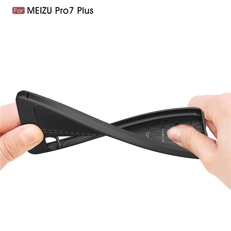 Litchi Grain Soft TPU Back Cover for Meizu PRO 7 Plus - Black-8