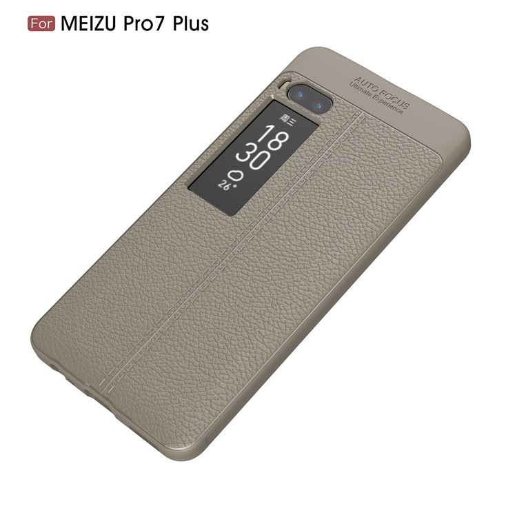 Litchi Grain Soft TPU Back Case for Meizu PRO 7 Plus - Grey-2