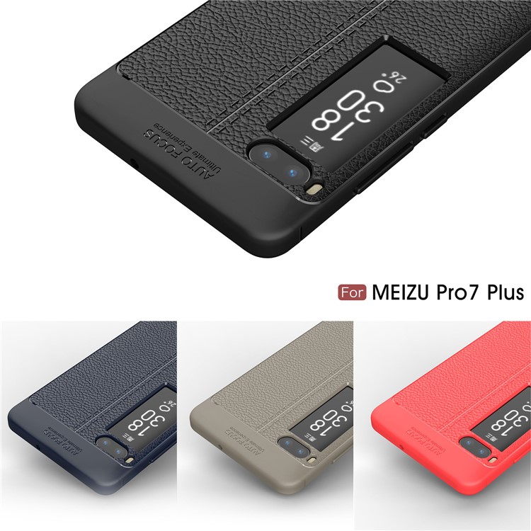 Litchi Grain Soft TPU Back Case for Meizu PRO 7 Plus - Grey-4