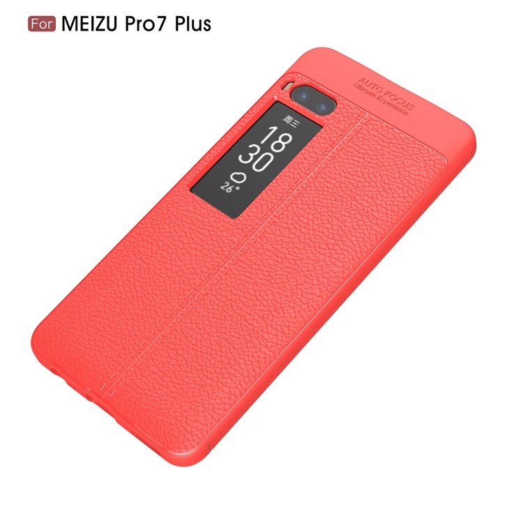 Litchi Grain Soft TPU Back Shell for Meizu PRO 7 Plus - Red-2