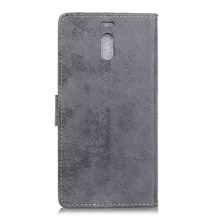 Vintage Style Leather Wallet Stand Phone Cover for Meizu M6 Note - Grey-3