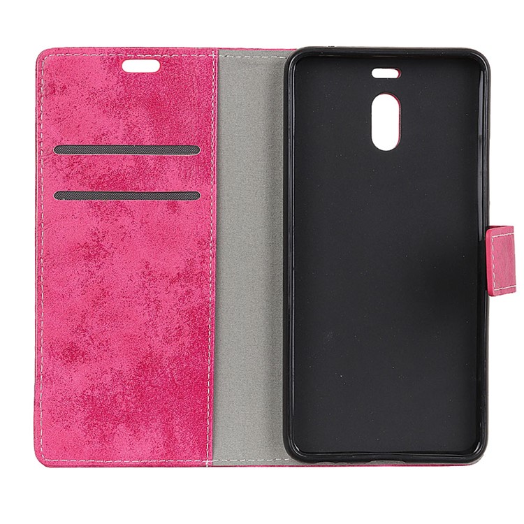 Vintage Style Leather Wallet Stand Phone Shell for Meizu M6 Note - Rose-6