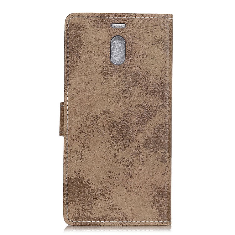 Vintage Style Leather Wallet Stand Phone Case for Meizu M6 Note - Khaki-3