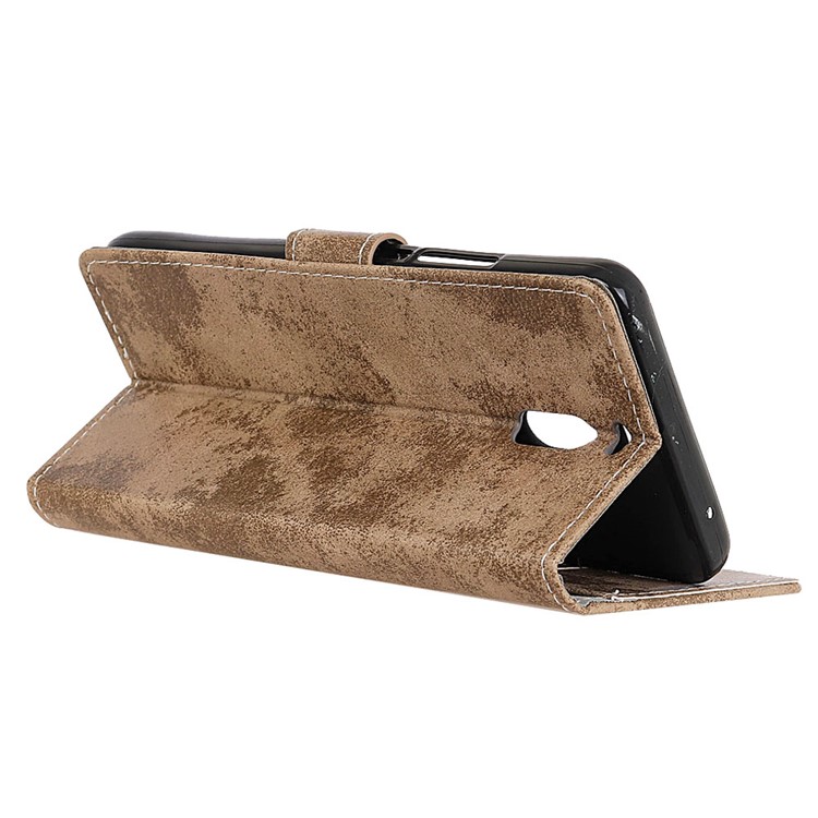 Vintage Style Leather Wallet Stand Phone Case for Meizu M6 Note - Khaki-7