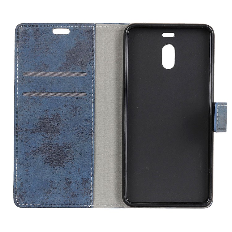 Retro Style Stand Wallet Leather Mobile Phone Cover for Meizu M6 Note - Blue-6