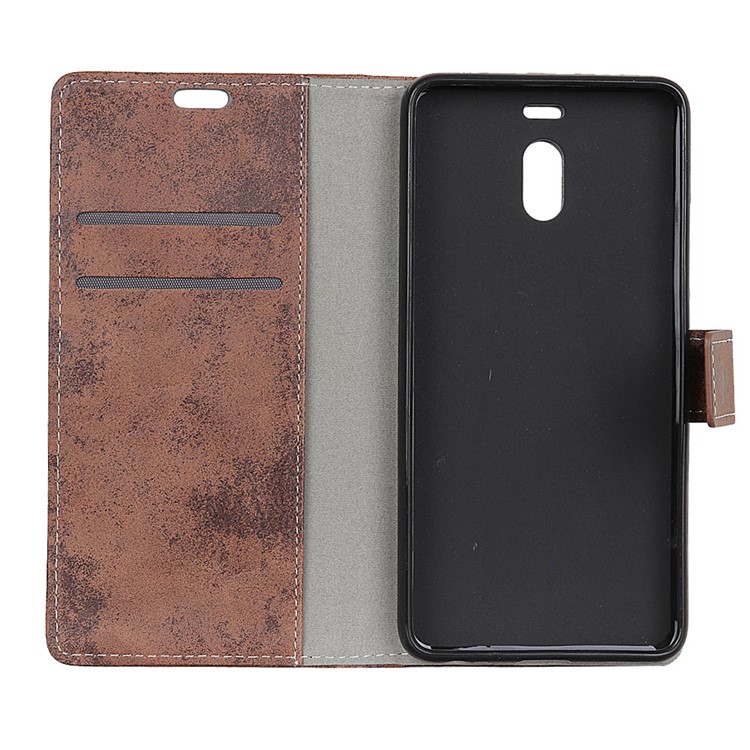 Retro Style PU Leather Card Holder Mobile Phone Shell Case for Meizu M6 Note - Brown-6