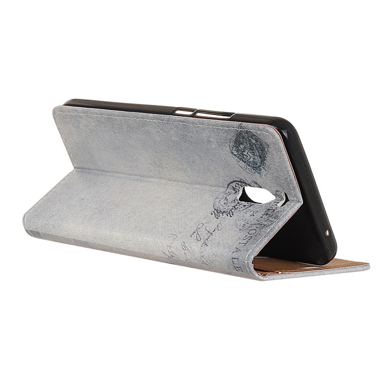 Pattern Printing Wallet Stand Leather Cover for Meizu M6 Note - American Flag and Cat Holding Heart-4