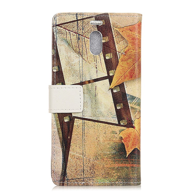 Pattern Printing Wallet Stand Leather Shell for Meizu M6 Note - Eiffel Tower and Maple Leaves-3