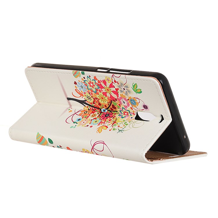 Pattern Printing Wallet Leather Phone Cover with Stand for Meizu M6 Note - Colorful Flower Tree-4