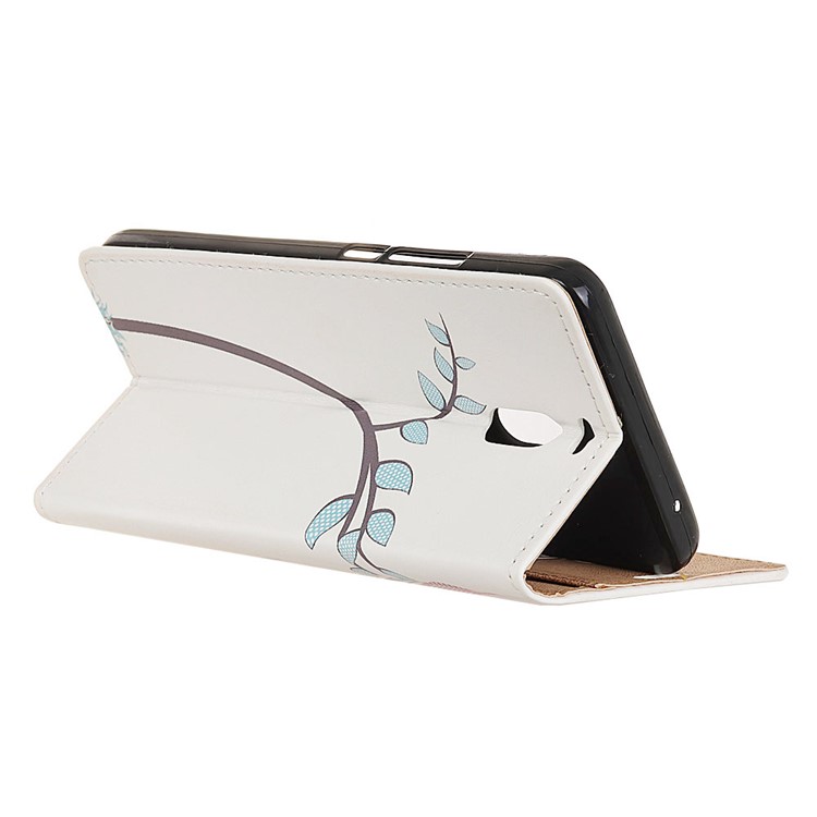 Pattern Printing PU Leather Wallet Stand Mobile Shell for Meizu M6 Note - Two Owls on the Branch-4
