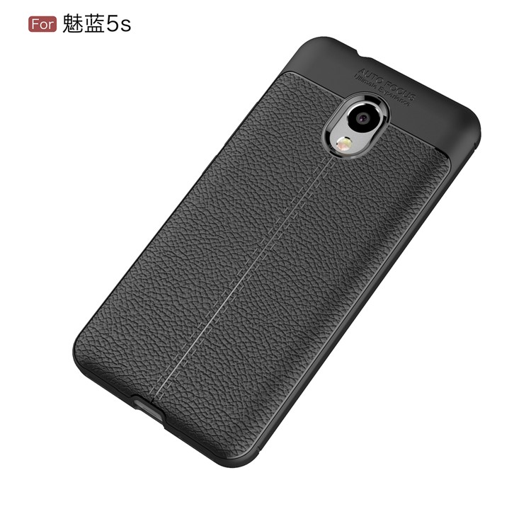 Litchi Grain Soft TPU Back Cover for Meizu M5s - Black-2