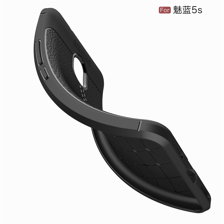 Litchi Grain Soft TPU Back Cover for Meizu M5s - Black-3