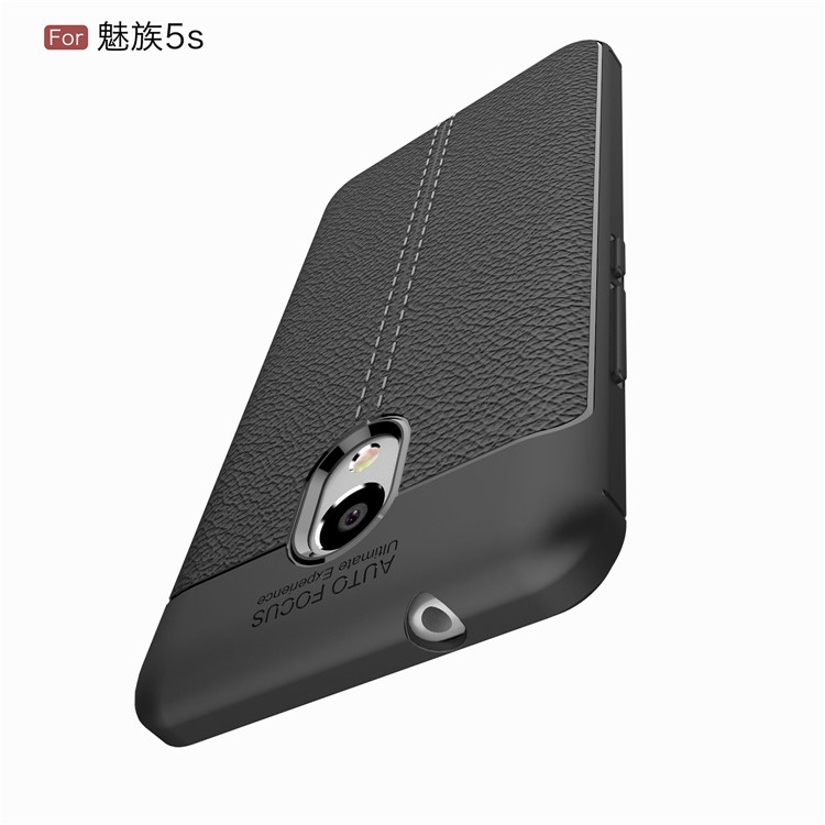 Litchi Grain Soft TPU Back Cover for Meizu M5s - Black-4