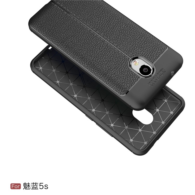 Litchi Grain Soft TPU Back Cover for Meizu M5s - Black-5