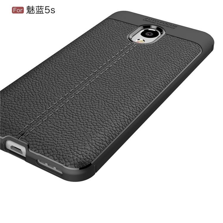 Litchi Grain Soft TPU Back Cover for Meizu M5s - Black-6