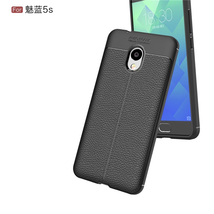 Litchi Grain Soft TPU Back Cover for Meizu M5s - Black-7