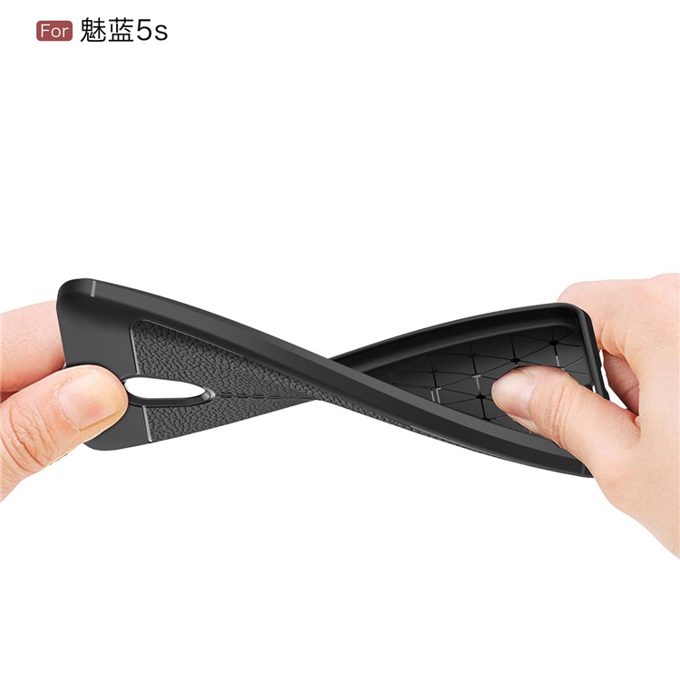 Litchi Grain Soft TPU Back Cover for Meizu M5s - Black-9