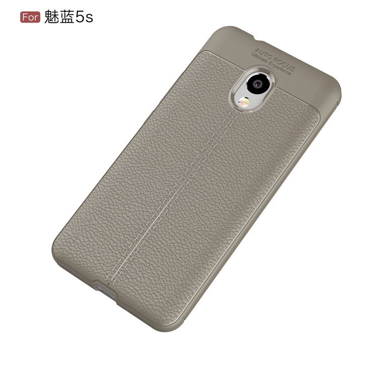 Litchi Grain Soft TPU Back Case for Meizu M5s - Grey-2