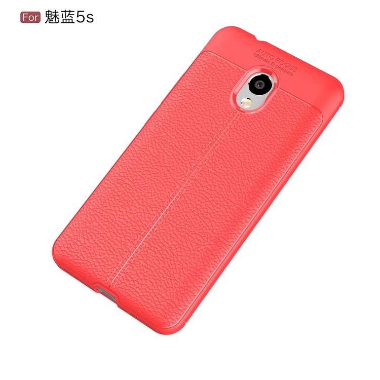 Litchi Grain Soft TPU Back Shell for Meizu M5s - Red-2