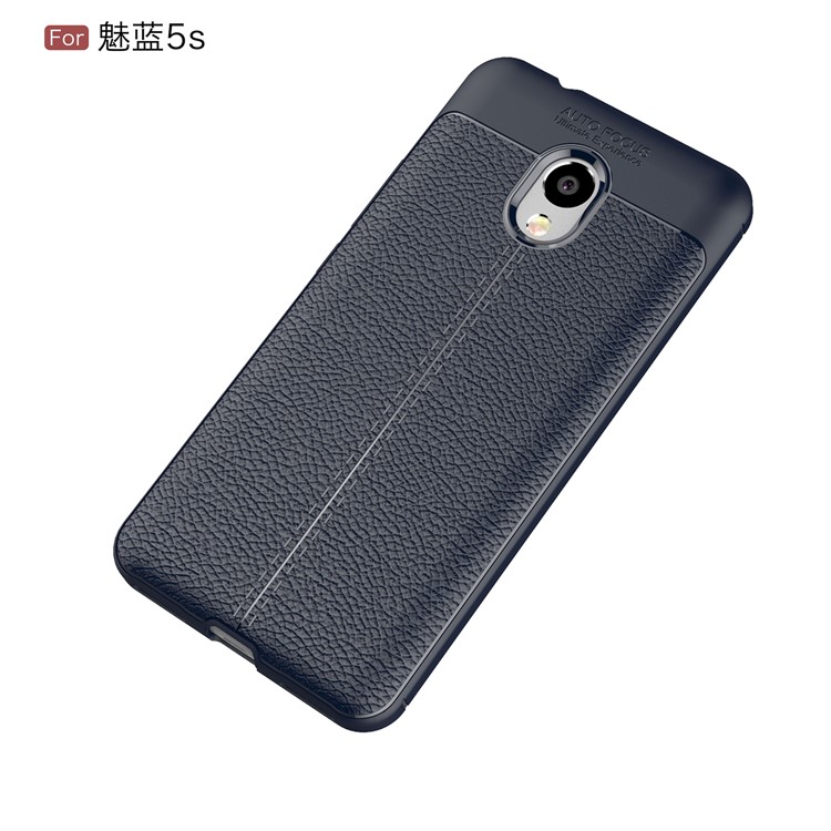 Litchi Grain Soft TPU Back Casing for Meizu M5s - Dark Blue-2