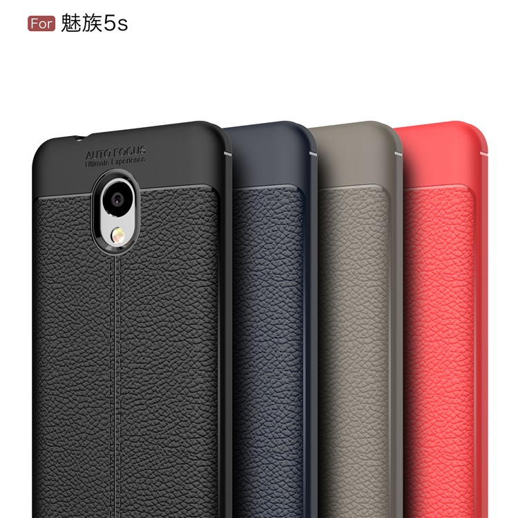 Litchi Grain Soft TPU Back Casing for Meizu M5s - Dark Blue-3