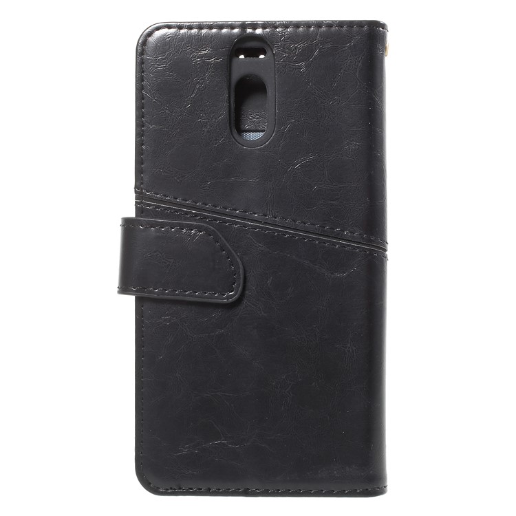 K'TRY Geometric Splicing Series Leather Wallet Stand Mobile Shell for Meizu M6 Note - Black-2