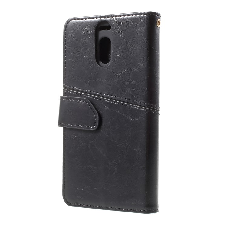 K'TRY Geometric Splicing Series Leather Wallet Stand Mobile Shell for Meizu M6 Note - Black-4