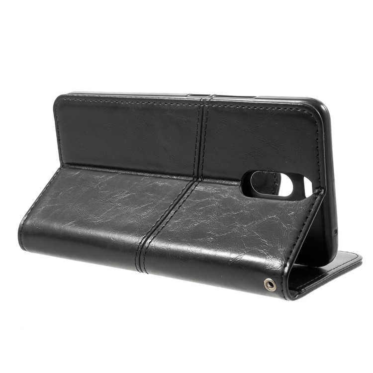 K'TRY Geometric Splicing Series Leather Wallet Stand Mobile Shell for Meizu M6 Note - Black-5