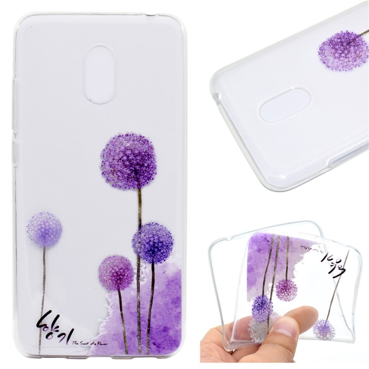 For Meizu M6 Soft TPU Ultra Patterned Ultra-thin Phone Acccessory Casing - Purple Dandelions-1