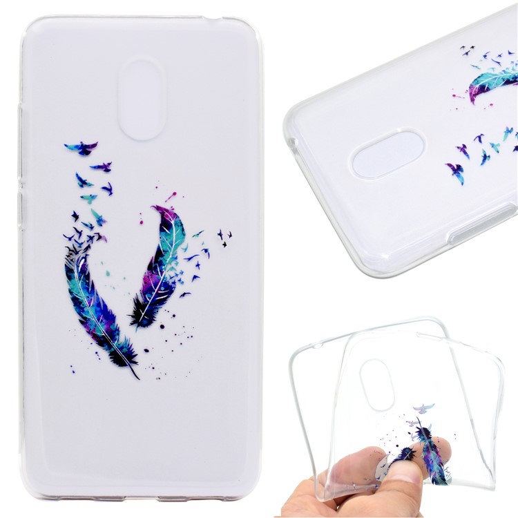 For Meizu M6 Soft TPU Ultra Patterned Ultra-thin Phone Casing Cover - Colorful Feathers-1