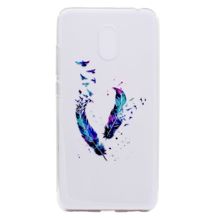 For Meizu M6 Soft TPU Ultra Patterned Ultra-thin Phone Casing Cover - Colorful Feathers-2