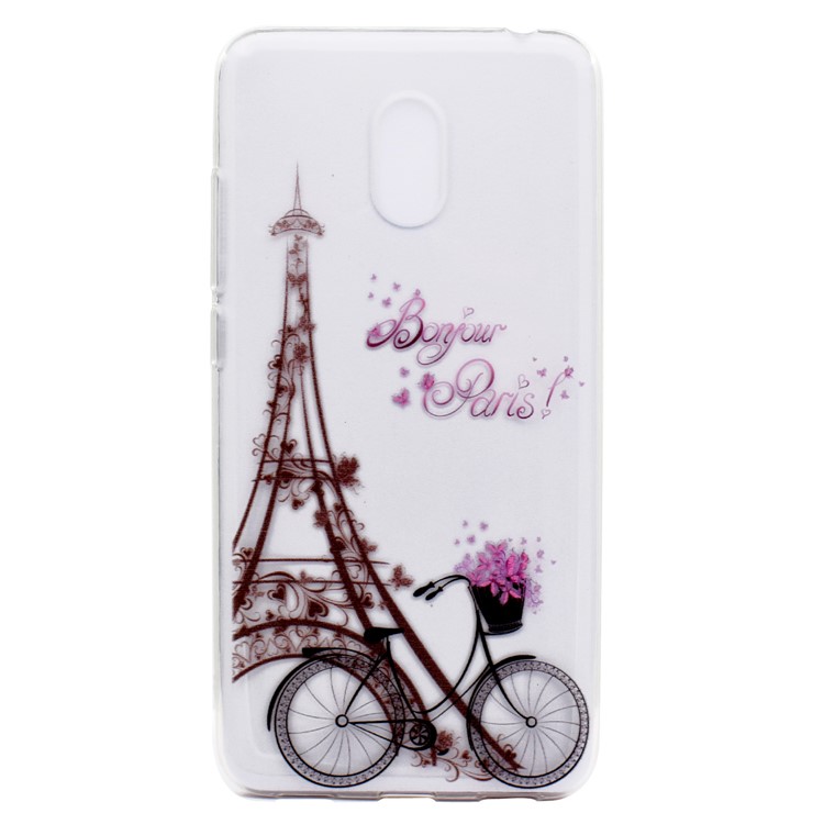 For Meizu M6 Soft TPU Ultra Patterned Ultra-thin Cellphone Casing - Tower and Bicycle-2