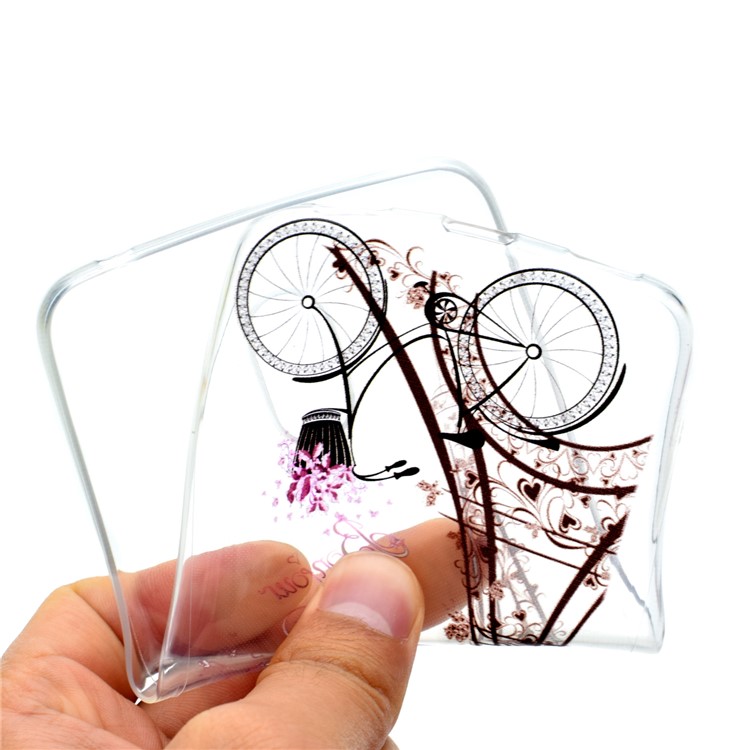 For Meizu M6 Soft TPU Ultra Patterned Ultra-thin Cellphone Casing - Tower and Bicycle-5