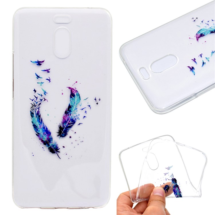 Ultra-thin Patterned Soft TPU Back Mobile Phone Protective Cover Case for Meizu M6 Note - Feather-1