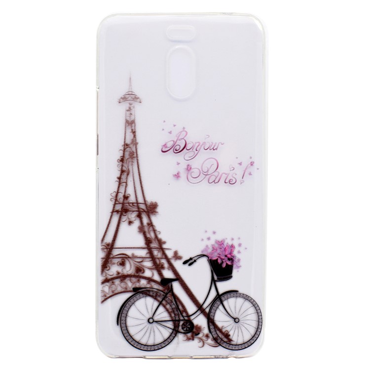 Ultra-thin Patterned Soft TPU Back Mobile Phone Protective Case for Meizu M6 Note - Eiffel Tower and Bike-2