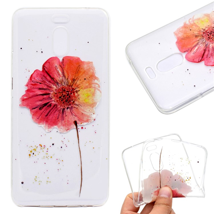 Ultra-thin Patterned Soft TPU Back Mobile Phone Cover for Meizu M6 Note - Red Flowers-1