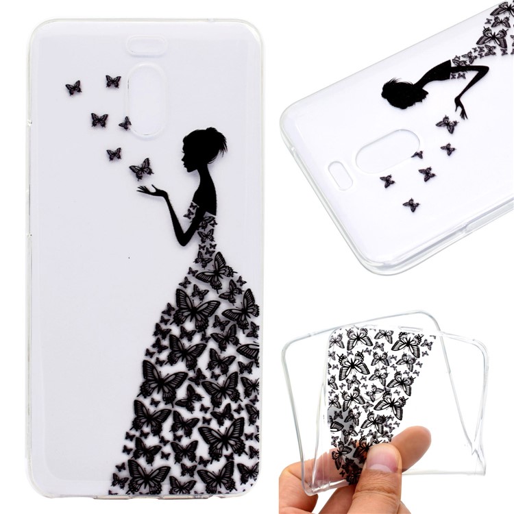 Ultra-thin Patterned Soft TPU Back Mobile Phone Case for Meizu M6 Note - Butterfly Girl-1