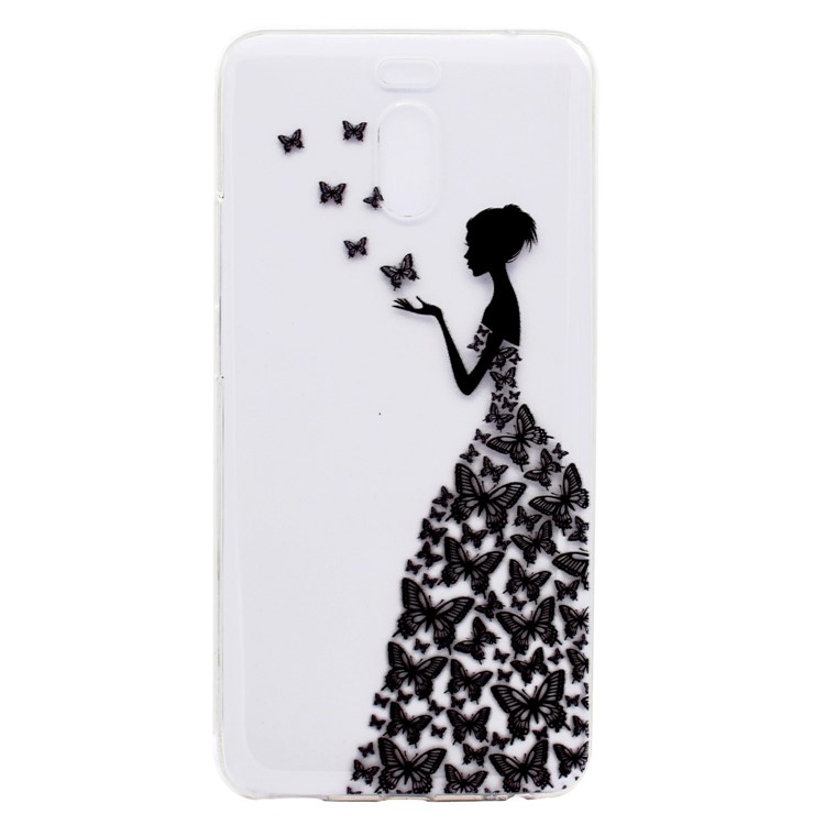 Ultra-thin Patterned Soft TPU Back Mobile Phone Case for Meizu M6 Note - Butterfly Girl-2