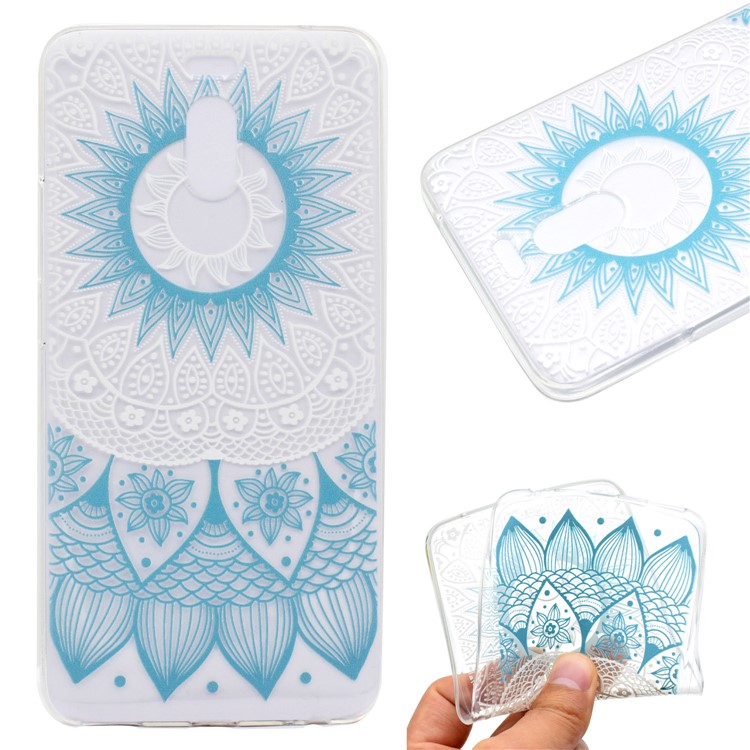 Ultra-thin Patterned Soft TPU Back Mobile Phone Shell for Meizu M6 Note - Blue Mandala-1
