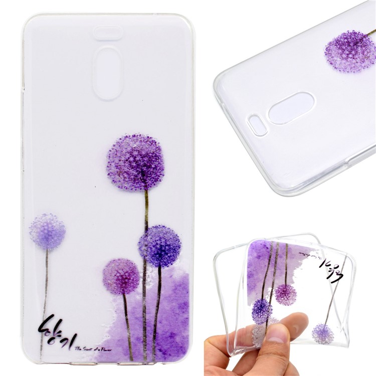 Ultra-thin Patterned Soft TPU Back Cellphone Case for Meizu M6 Note - Purple Dandelions-1