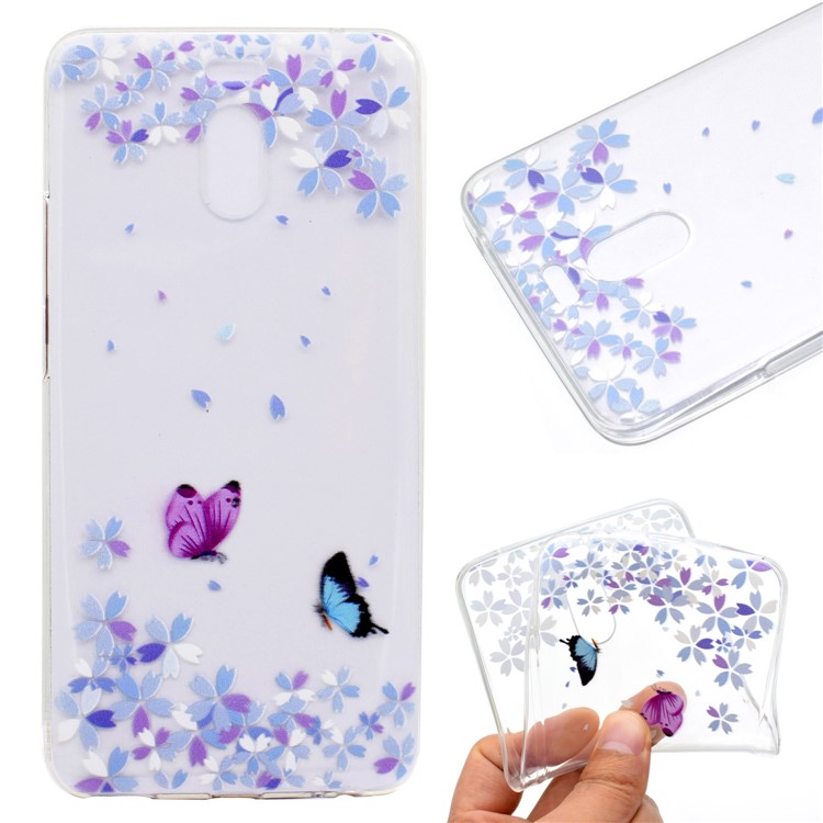 Ultra-thin Patterned Soft TPU Back Cellphone Cover for Meizu M6 Note - Two Butterflies-1