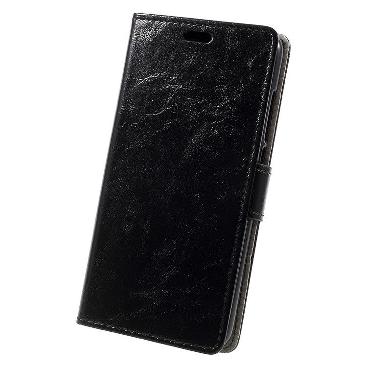 Crazy Horse Texture PU Leather Magnetic Wallet Cover Case for Meizu M6 - Black-3