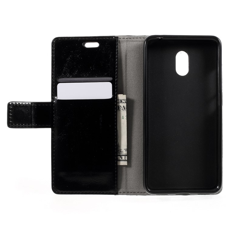 Crazy Horse Texture PU Leather Magnetic Wallet Cover Case for Meizu M6 - Black-6
